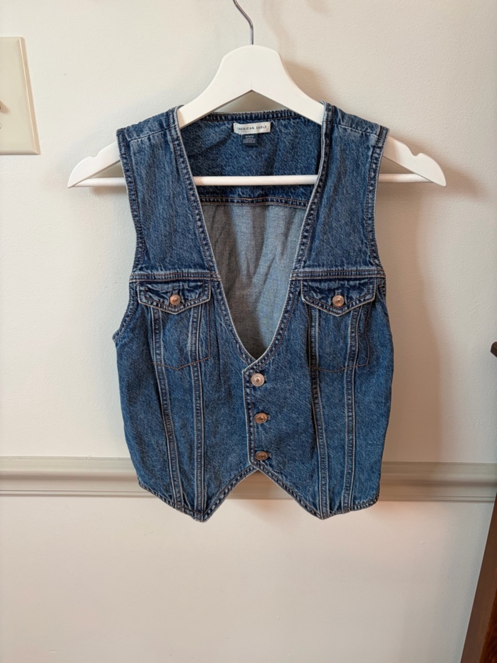 American Eagle Outfitters Dark Blue Denim Vest